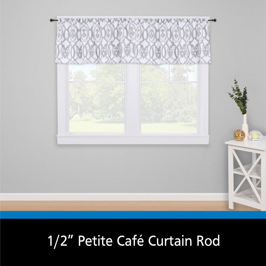 1/2" Cedric Petite Café Adjustable Curtain Rod, 48-84", Black