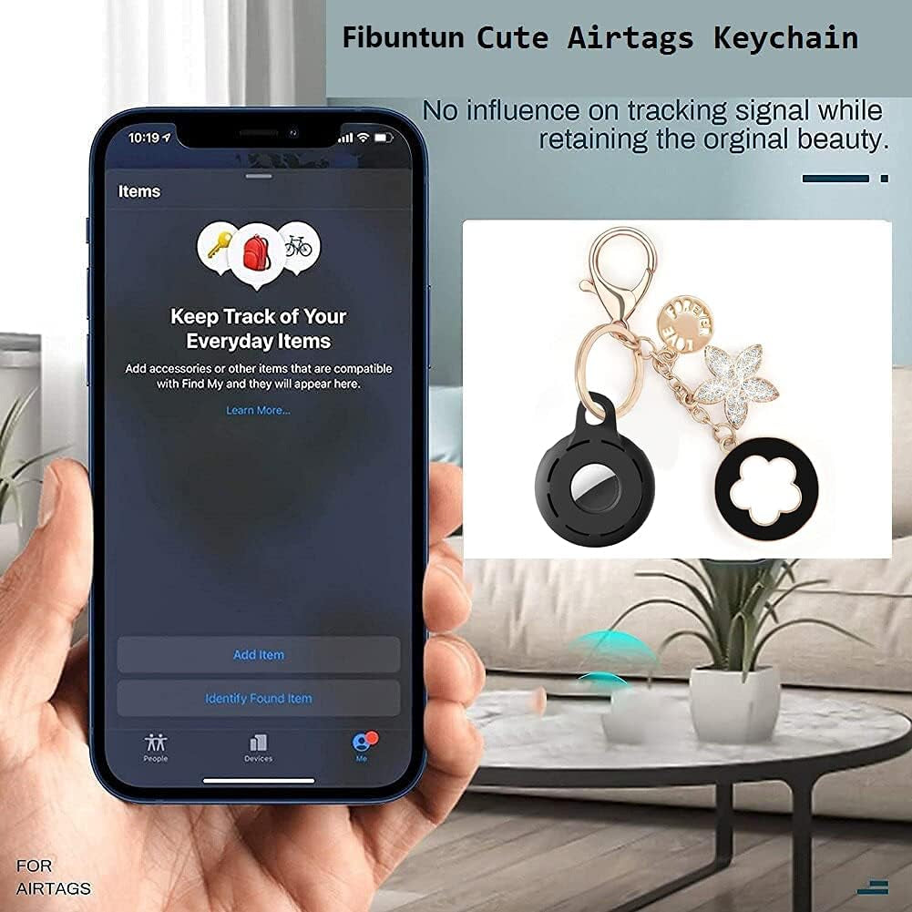 Air Tag Case Soft Silicone Flexible Skin with Keychain for Air Tags Tracker 2021 (Black)